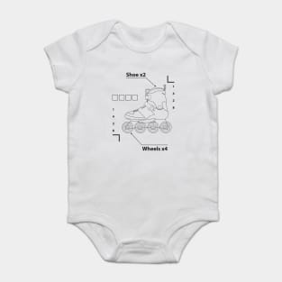 Shoe x2 wheels x4 - White Infographic rollerblade Baby Bodysuit